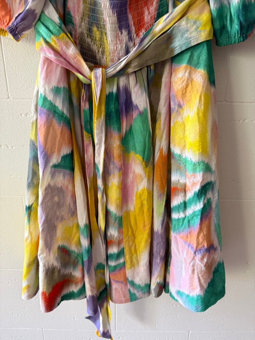 Anthropologie | Colorful Puff Sleeve Mini Dress | Summer Feminine | Medium - Picture 10 of 13